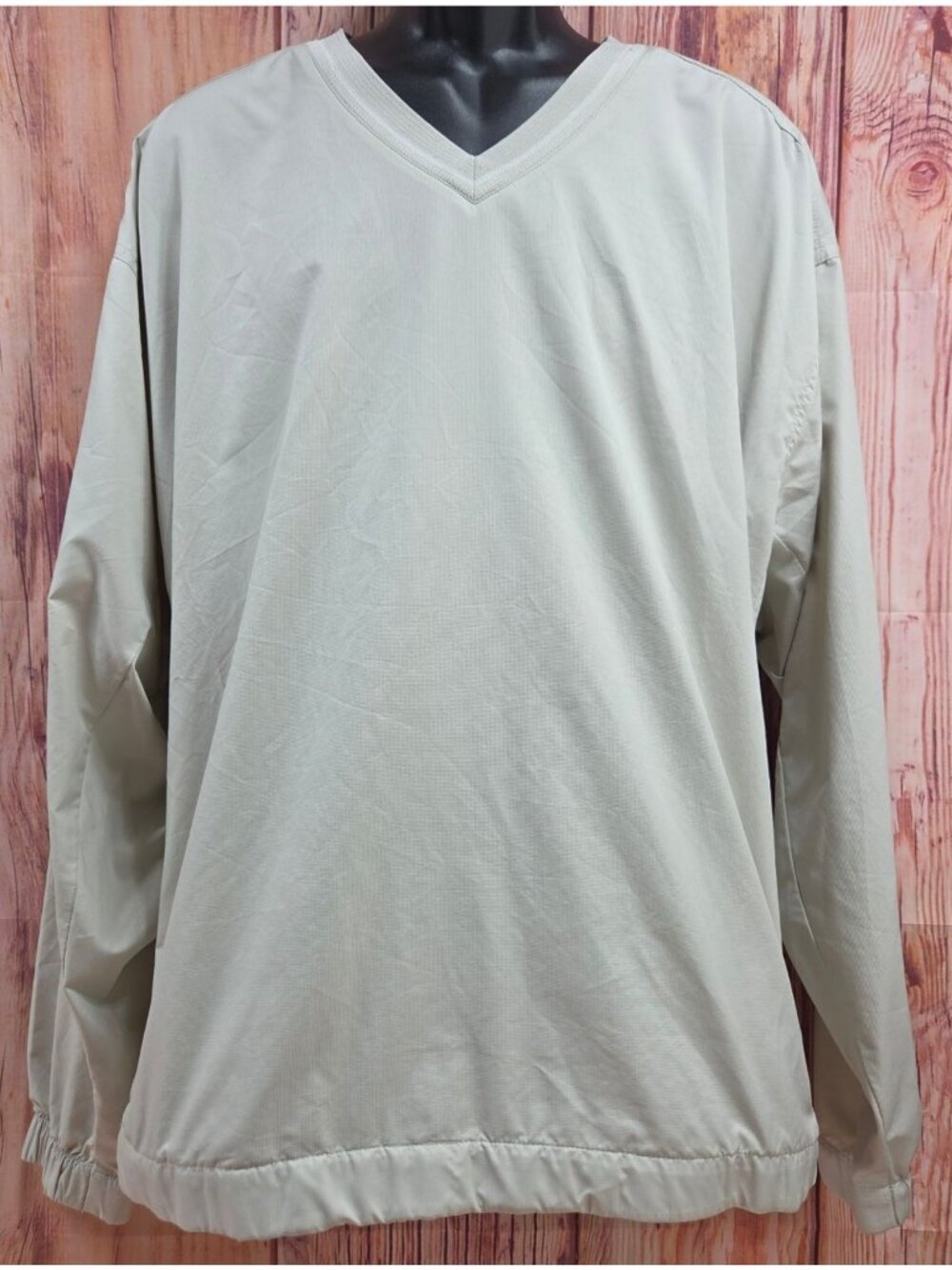 Nike Golf Mens Beige V-Neck Pullover Windbreaker XL Casual Lightweight Long-Slee